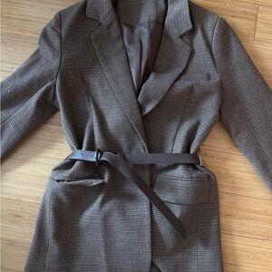 Brown Belted Women's Blazer